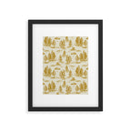 Yellow/Gold Alien Abduction Toile De Jouy Pattern Framed Art Print Gallery Image 4