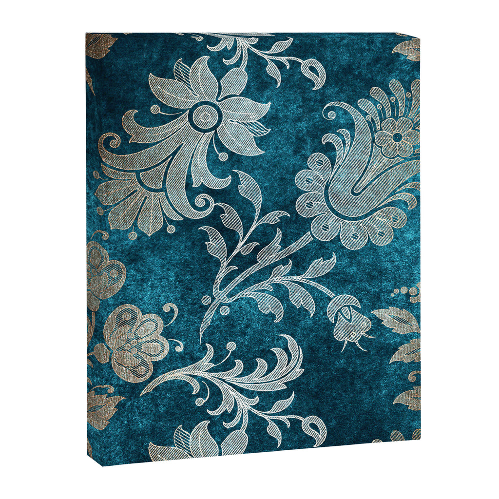 Aqua Teal Vintage Floral Damask Pattern Canvas Print Gallery Image 8