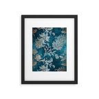 Aqua Teal Vintage Floral Damask Pattern Framed Art Print Gallery Image 6