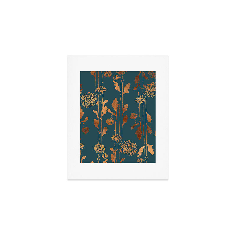 Art Deco Copper Flowers  Art Print Gallery Image 1