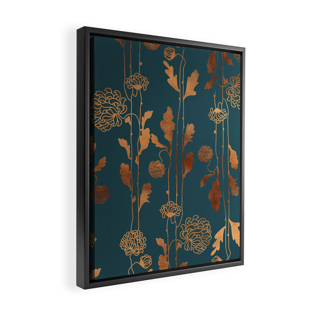 Art Deco Copper Flowers  Framed Canvas Print Gallery Image 2