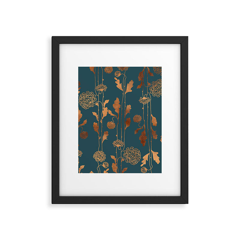 Art Deco Copper Flowers  Framed Art Print Gallery Image 6