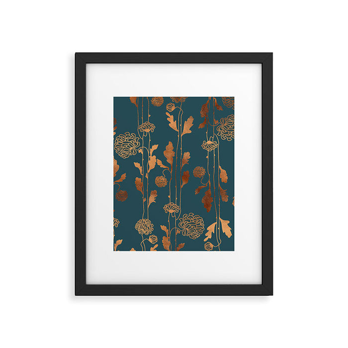 Art Deco Copper Flowers  Framed Art Print Gallery Image 1