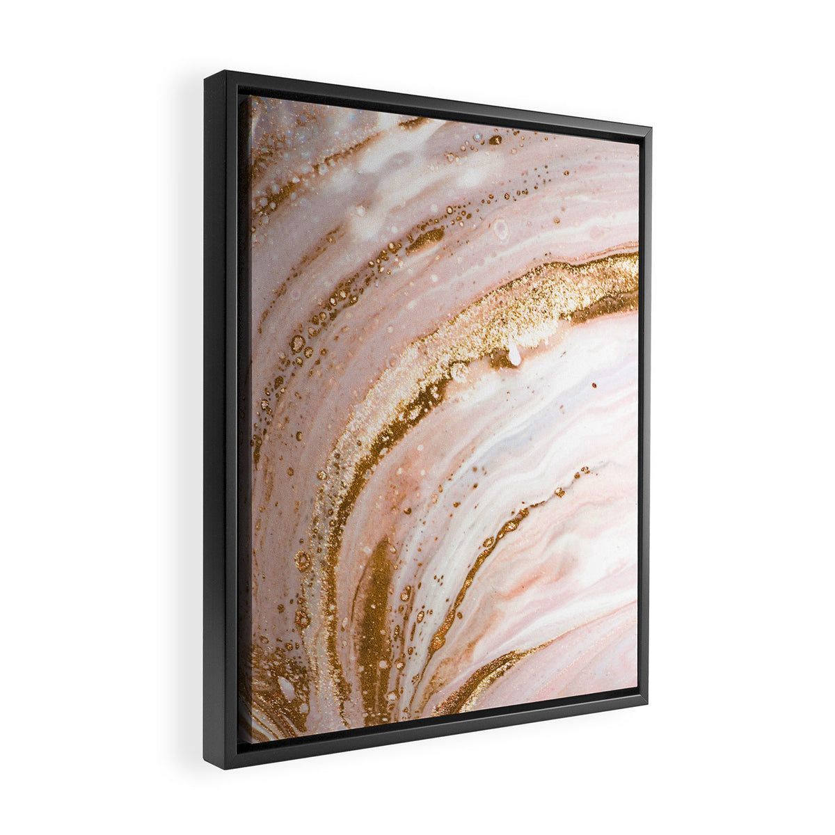 Blush Pink And Gold Liquid Color  Framed Canvas Print Gallery Image 2