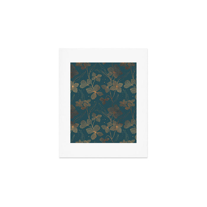 Copper Art Deco Flowers on Emerald  Art Print Gallery Image 1
