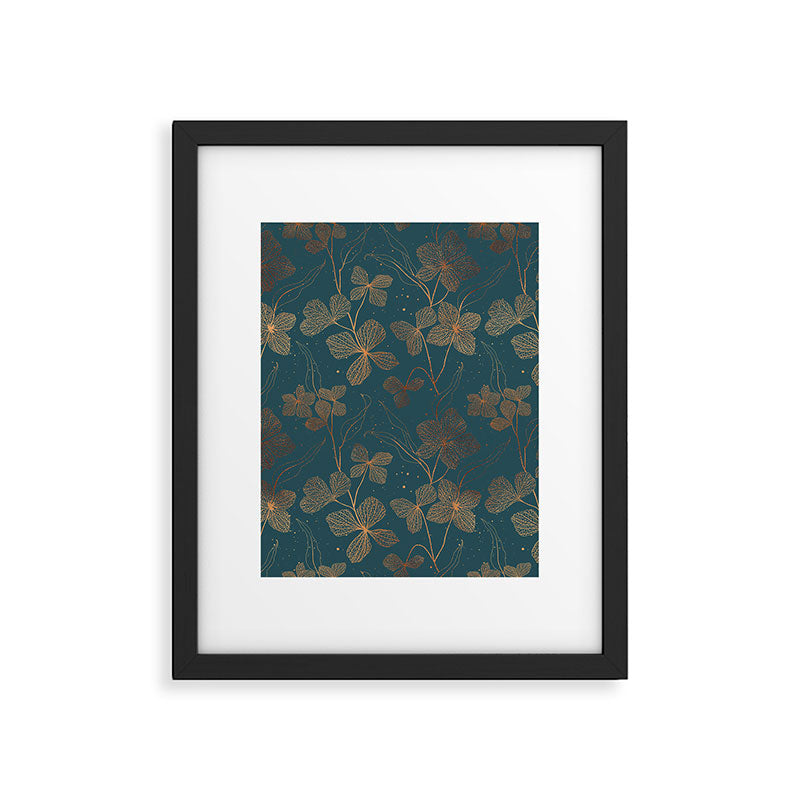 Copper Art Deco Flowers on Emerald  Framed Art Print Gallery Image 6