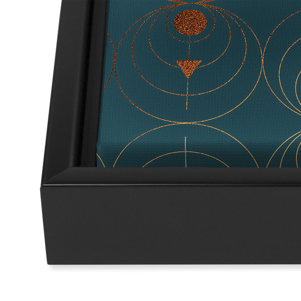 Copper Art Deco on Emerald Framed Canvas Print Gallery Image 3