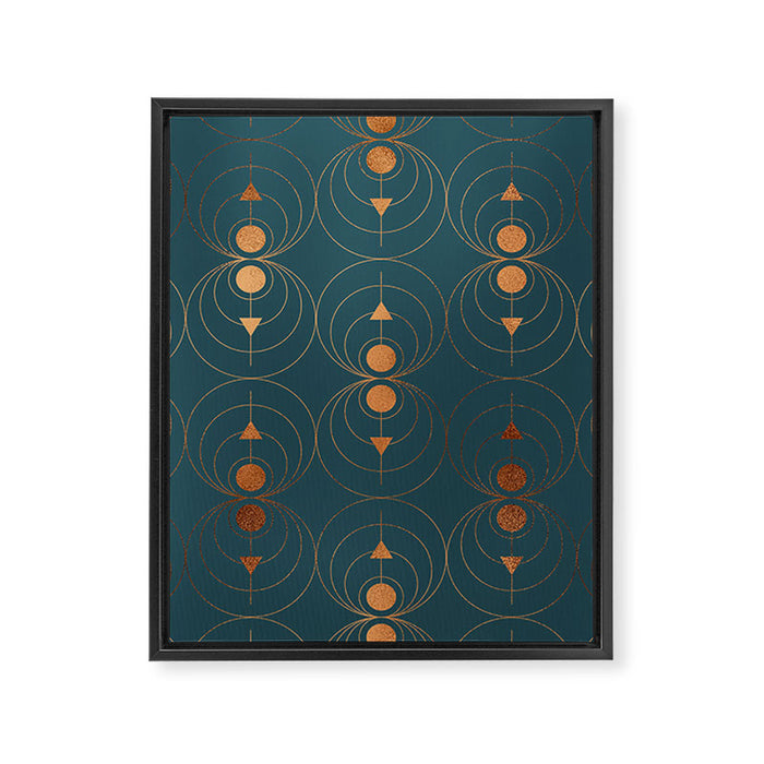 Copper Art Deco on Emerald Framed Canvas Print Gallery Image 1