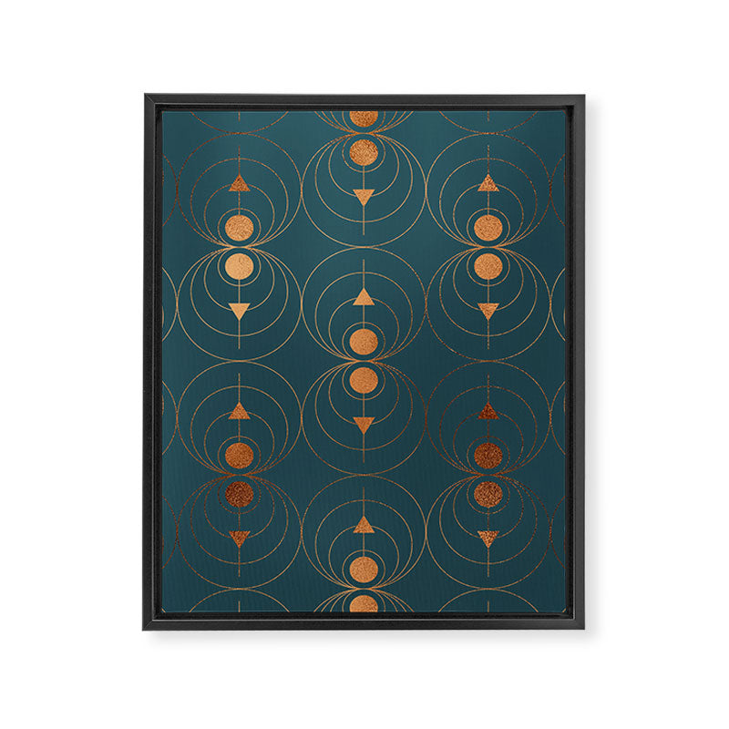 Copper Art Deco on Emerald Framed Canvas Print Gallery Image 8