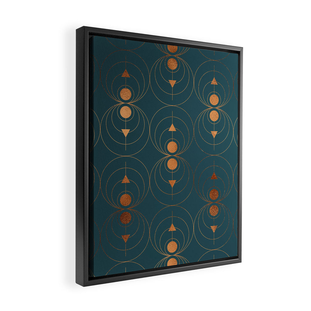 Copper Art Deco on Emerald Framed Canvas Print Gallery Image 2