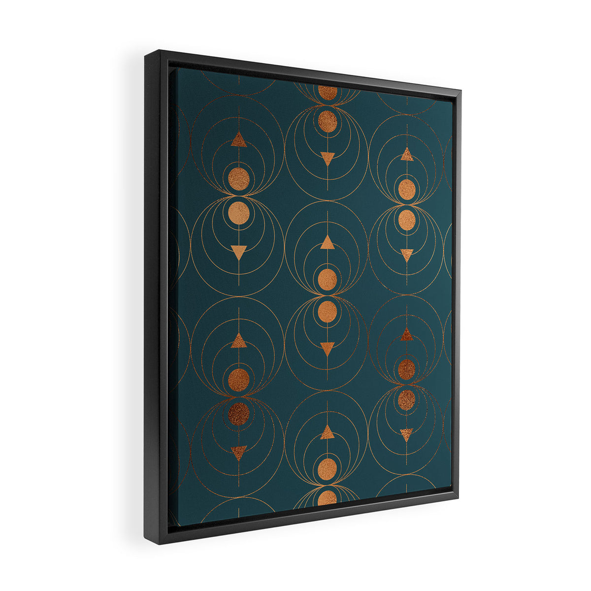 Copper Art Deco on Emerald Framed Canvas Print Gallery Image 2