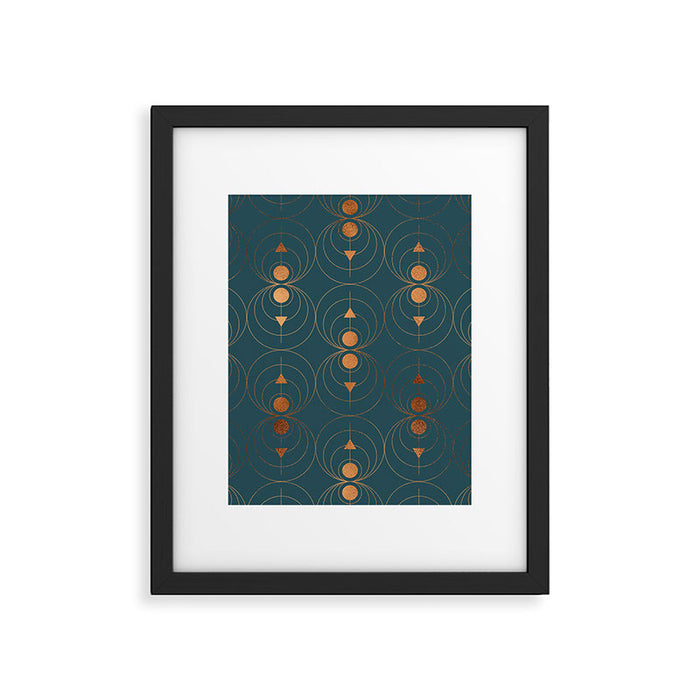 Copper Art Deco on Emerald Framed Art Print Gallery Image 1