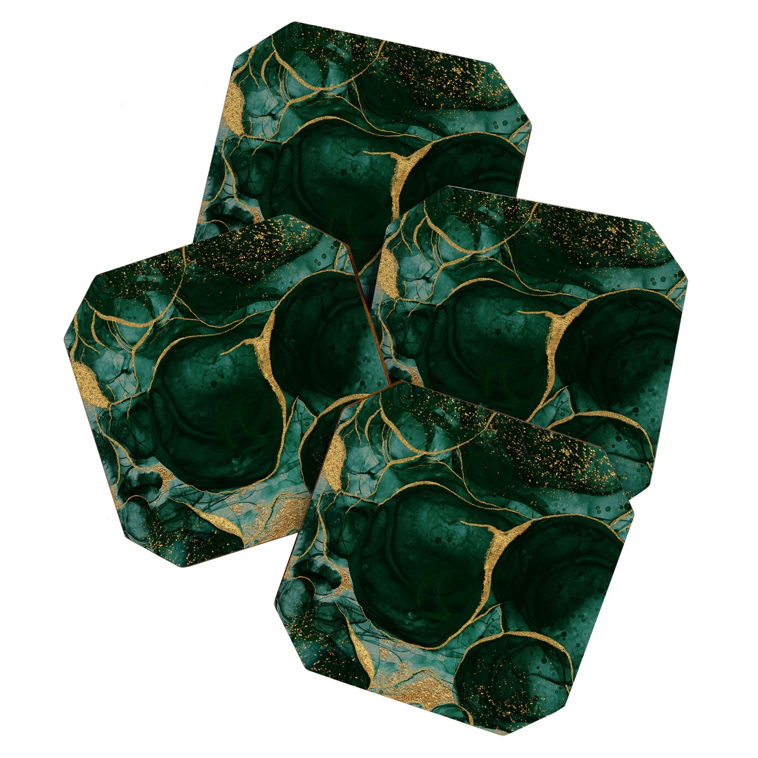 Gold and Emerald Marble I Coaster Gallery Image 1