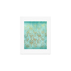 Mermaid Gold Aqua Seafoam Damask Art Print Gallery Image 1