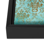 Mermaid Gold Aqua Seafoam Damask Framed Canvas Print Gallery Image 3