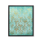 Mermaid Gold Aqua Seafoam Damask Framed Canvas Print Gallery Image 8