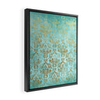 Mermaid Gold Aqua Seafoam Damask Framed Canvas Print Gallery Image 2