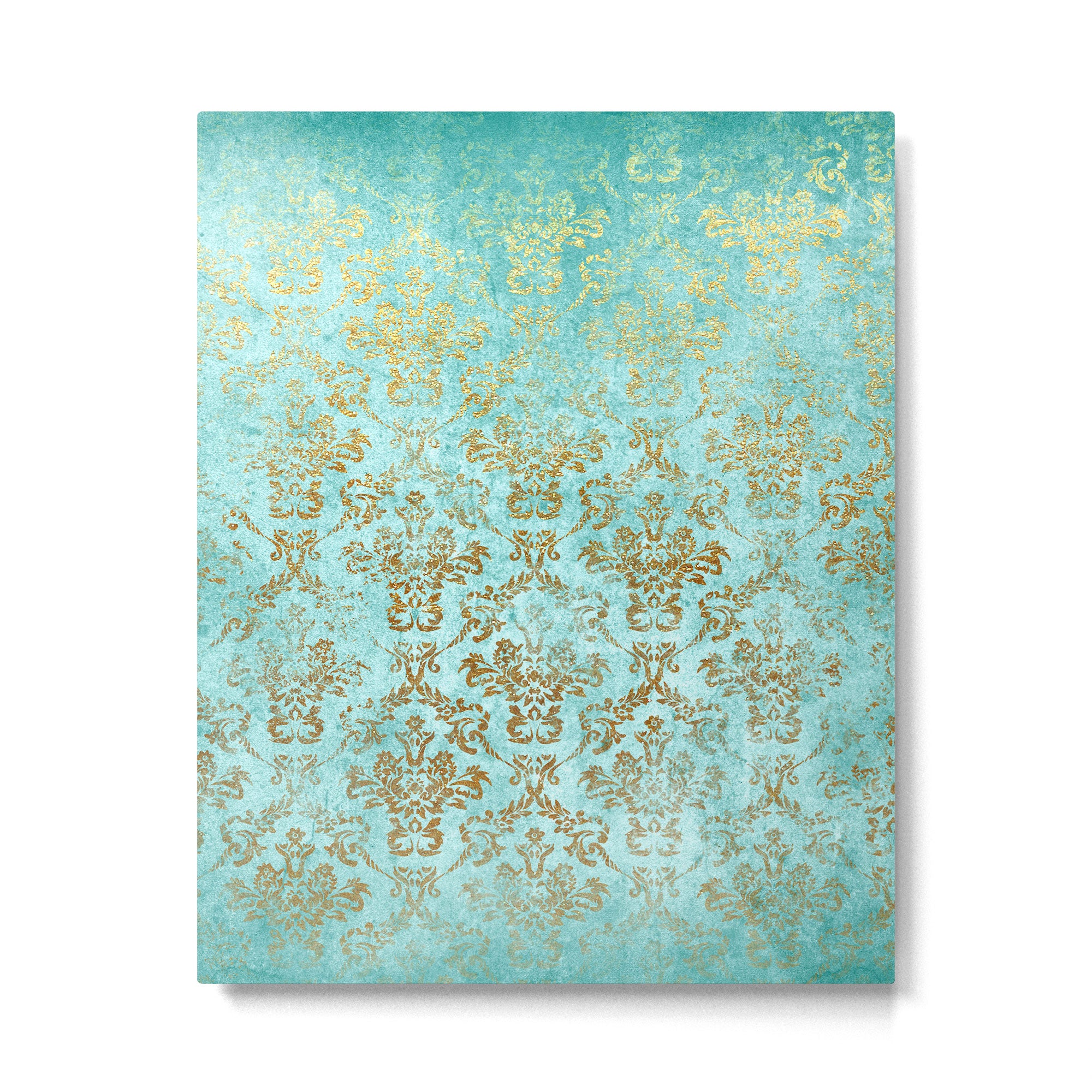 Mermaid Gold Aqua Seafoam Damask Metal Print Gallery Image 6