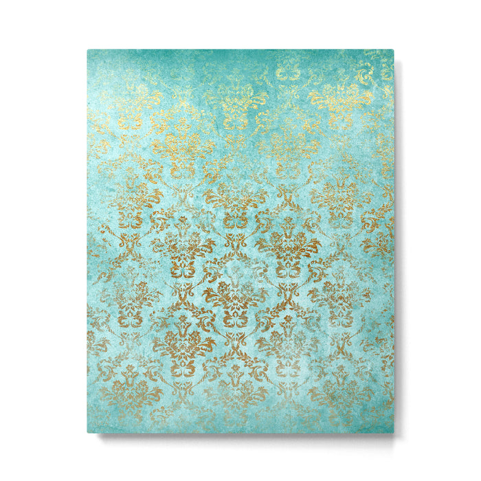 Mermaid Gold Aqua Seafoam Damask Metal Print Gallery Image 1