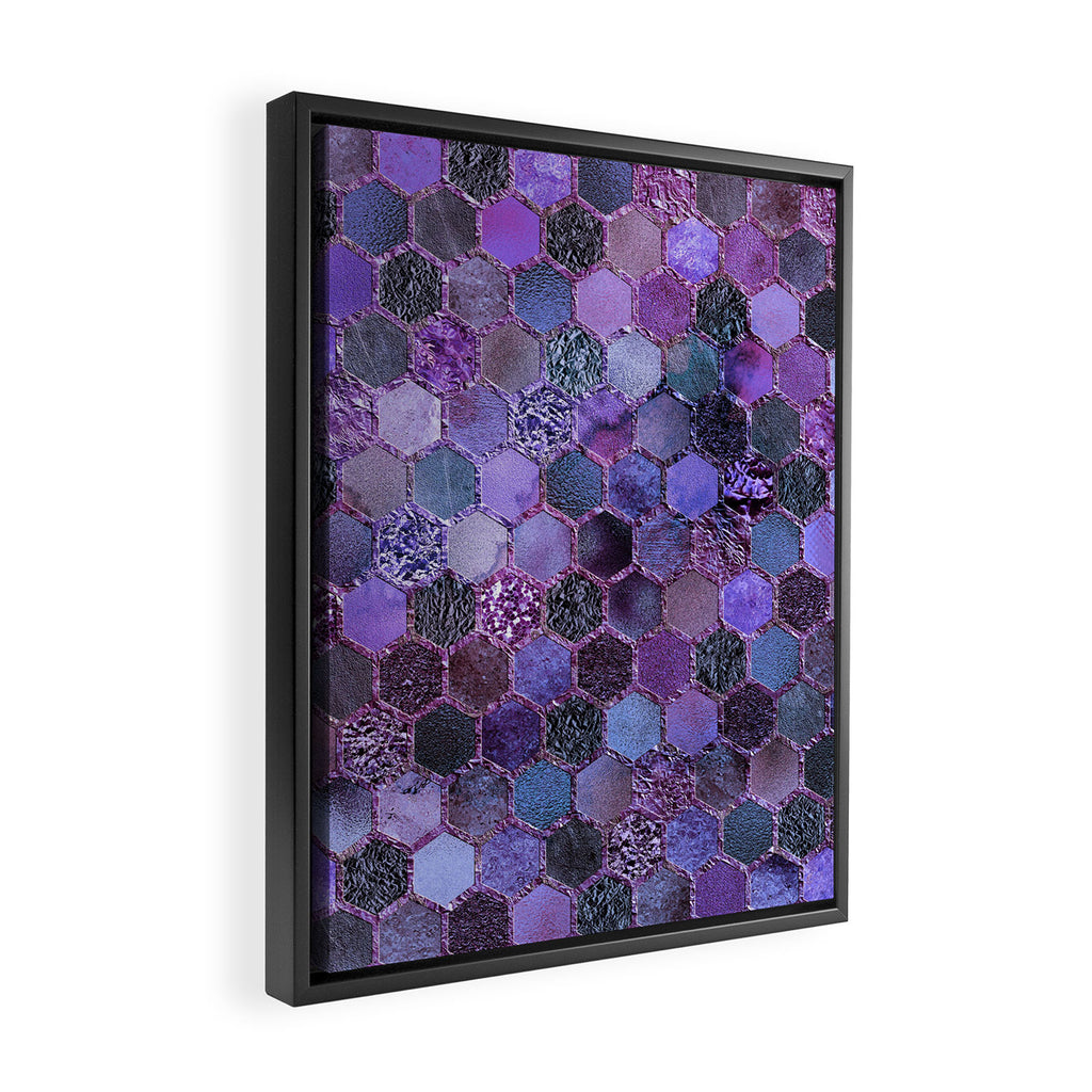 Purple geometric hexagonal elegant & luxury pattern Framed Canvas Print Gallery Image 2
