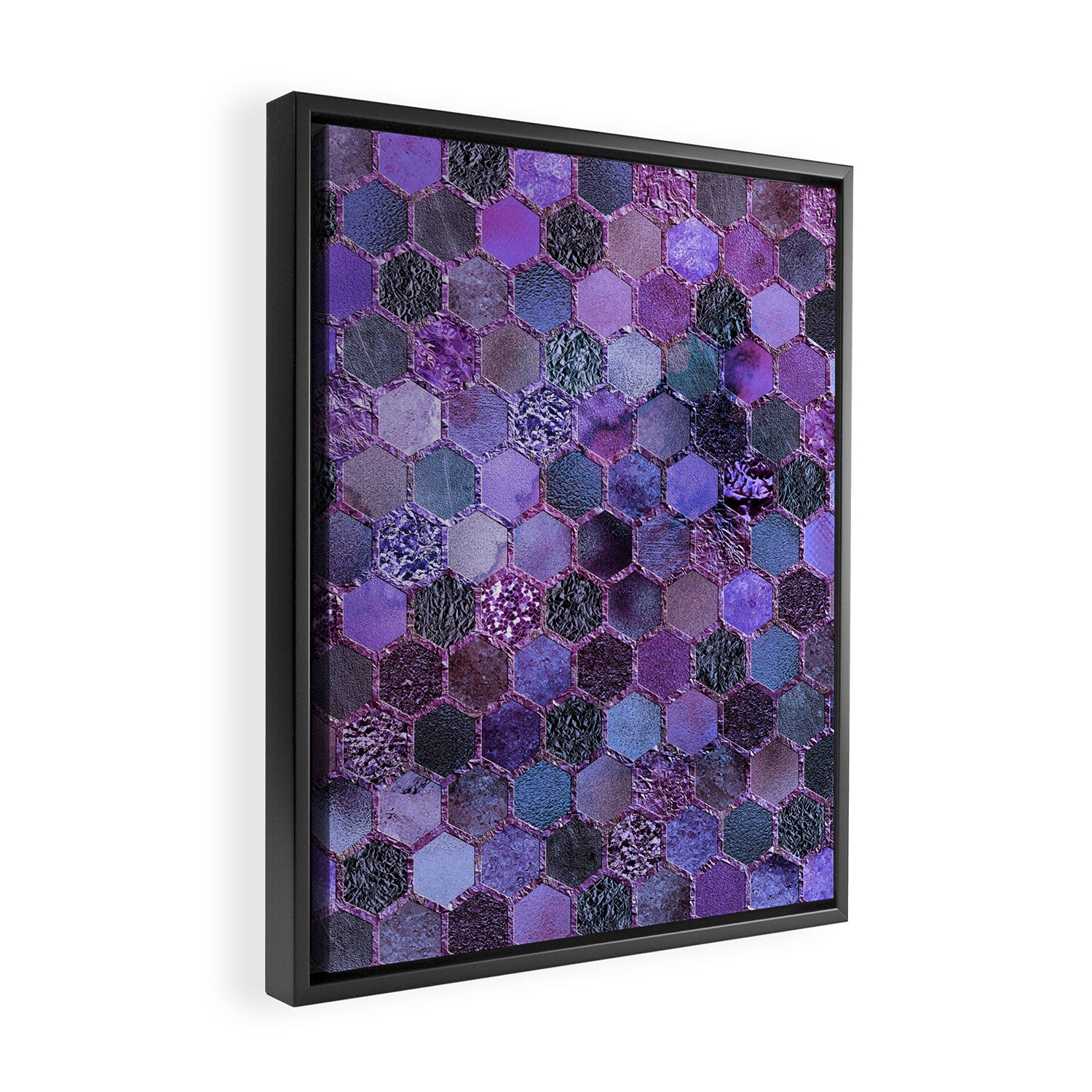 Purple geometric hexagonal elegant & luxury pattern Framed Canvas Print Gallery Image 2
