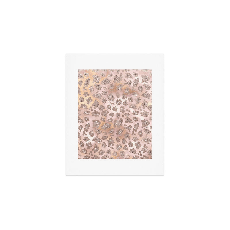 Rosegold Blush Leopard Glitter   Art Print Gallery Image 1
