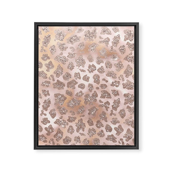 Rosegold Blush Leopard Glitter   Framed Canvas Print Gallery Image 1