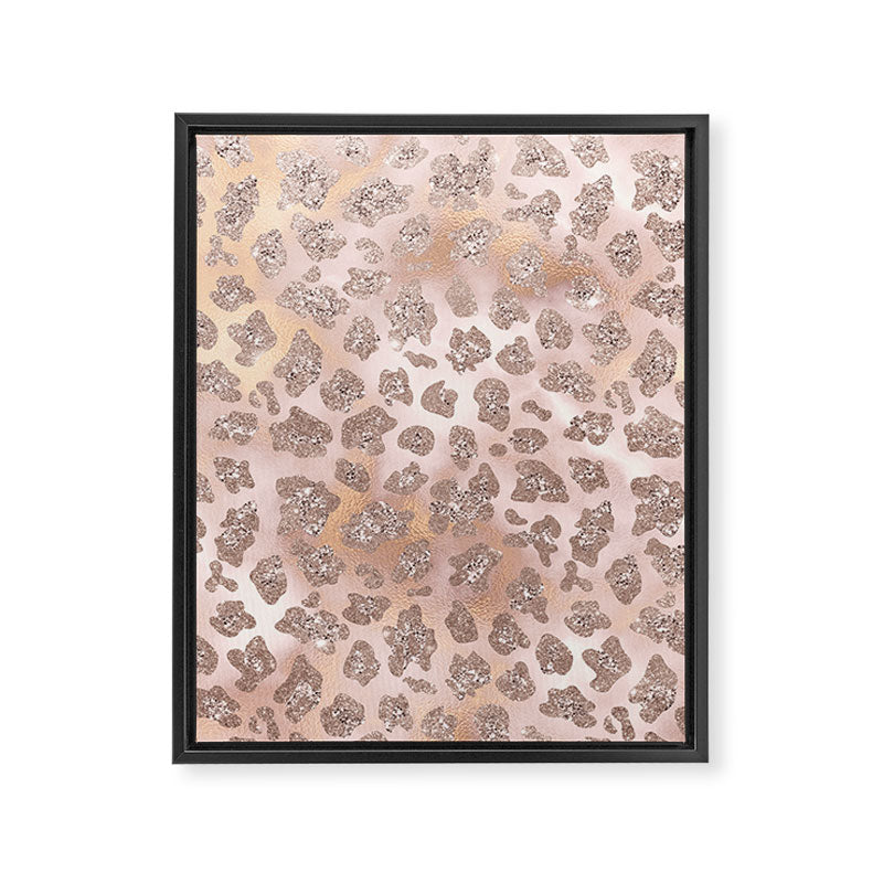 Rosegold Blush Leopard Glitter   Framed Canvas Print Gallery Image 8