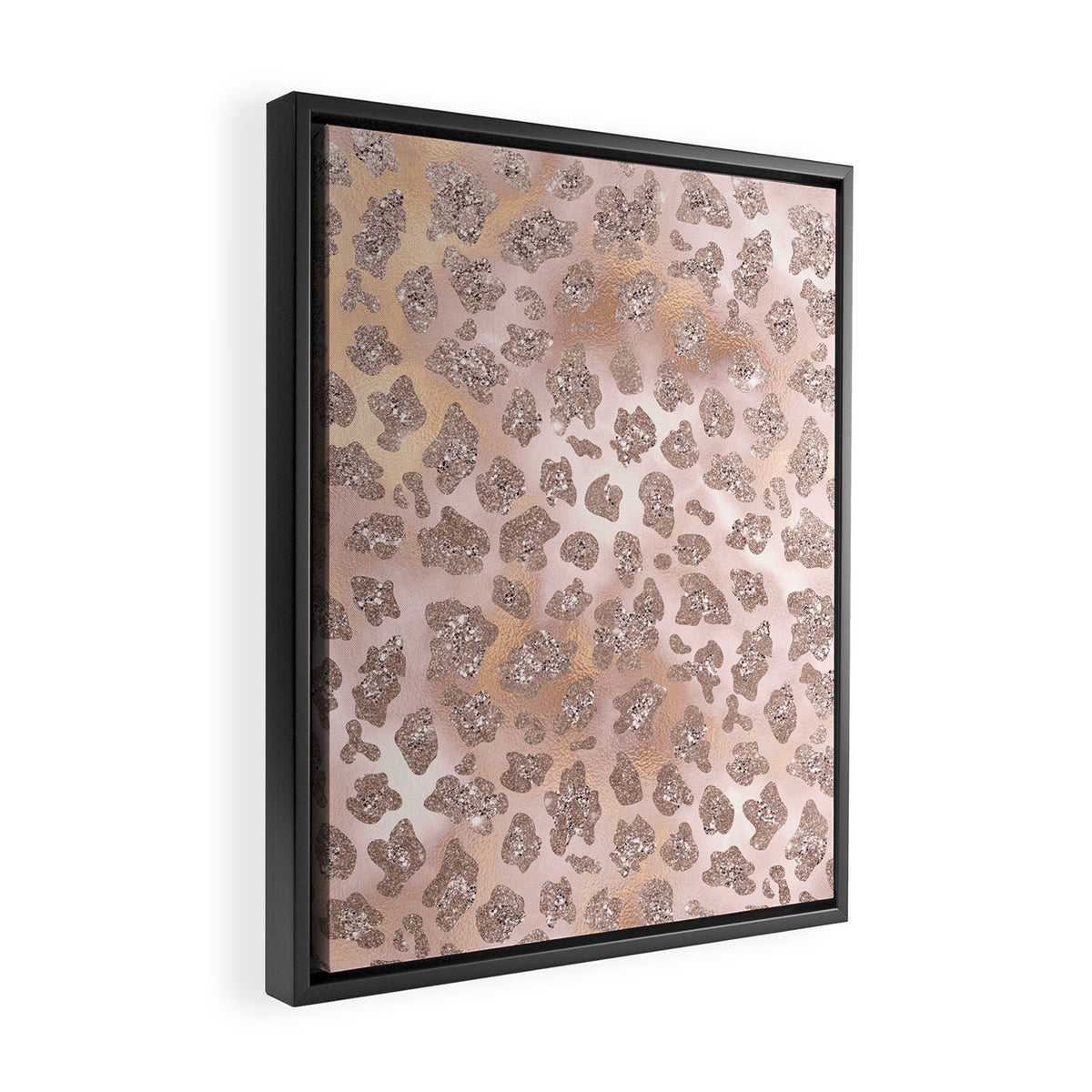Rosegold Blush Leopard Glitter   Framed Canvas Print Gallery Image 2