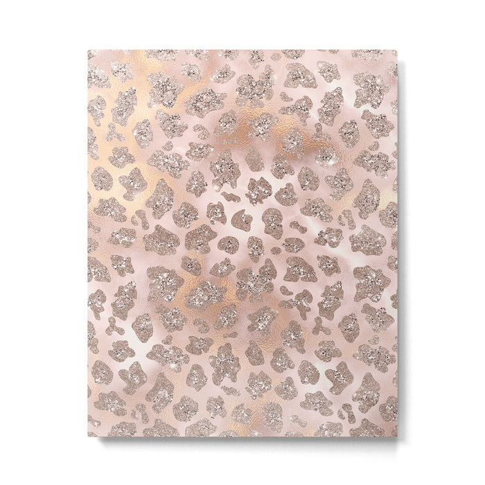Rosegold Blush Leopard Glitter   Metal Print Gallery Image 1