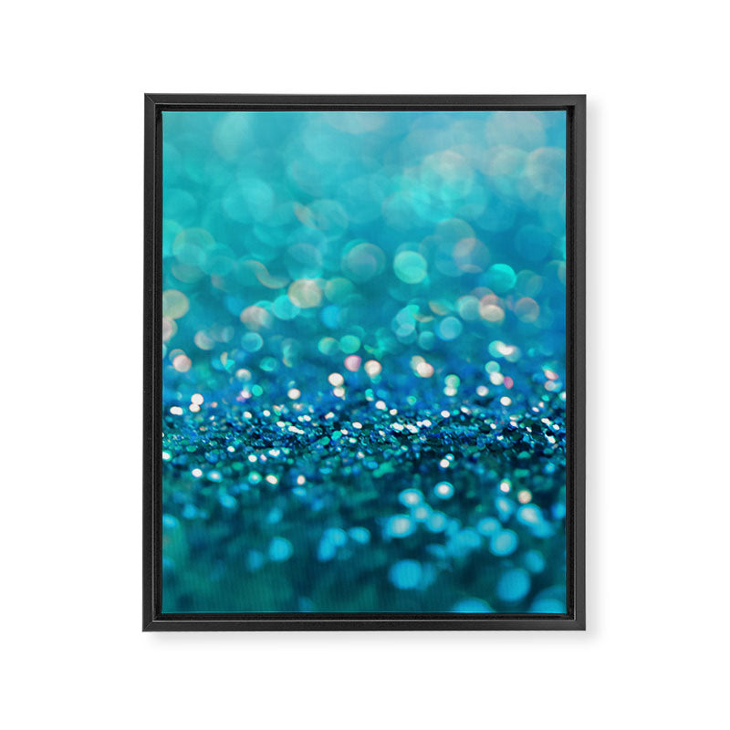 Teal turquoise blue shiny glitter print effect - Sparkle Luxury Backdrop Framed Canvas Print Gallery Image 8