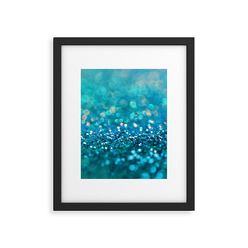 Teal turquoise blue shiny glitter print effect - Sparkle Luxury Backdrop Framed Art Print Gallery Image 6