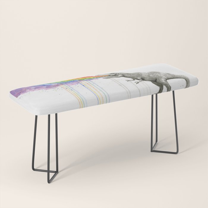 T-Rex Dinosaur Rainbow Puke Taste the Rainbow Watercolor Bench Gallery Image 1