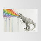 T-Rex Dinosaur Rainbow Puke Taste the Rainbow Watercolor Rug Gallery Image 2