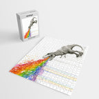T-Rex Dinosaur Rainbow Puke Taste the Rainbow Watercolor Jigsaw Puzzle Gallery Image 2