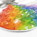 T-Rex Dinosaur Rainbow Puke Taste the Rainbow Watercolor Bath Mat Gallery Image 3