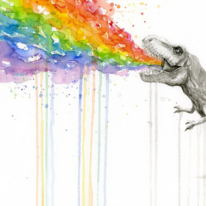 T-Rex Dinosaur Rainbow Puke Taste the Rainbow Watercolor Coffee Mug Gallery Image 2