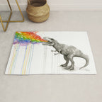 T-Rex Dinosaur Rainbow Puke Taste the Rainbow Watercolor Rug Gallery Image 1
