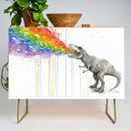 T-Rex Dinosaur Rainbow Puke Taste the Rainbow Watercolor Credenza Gallery Image 1