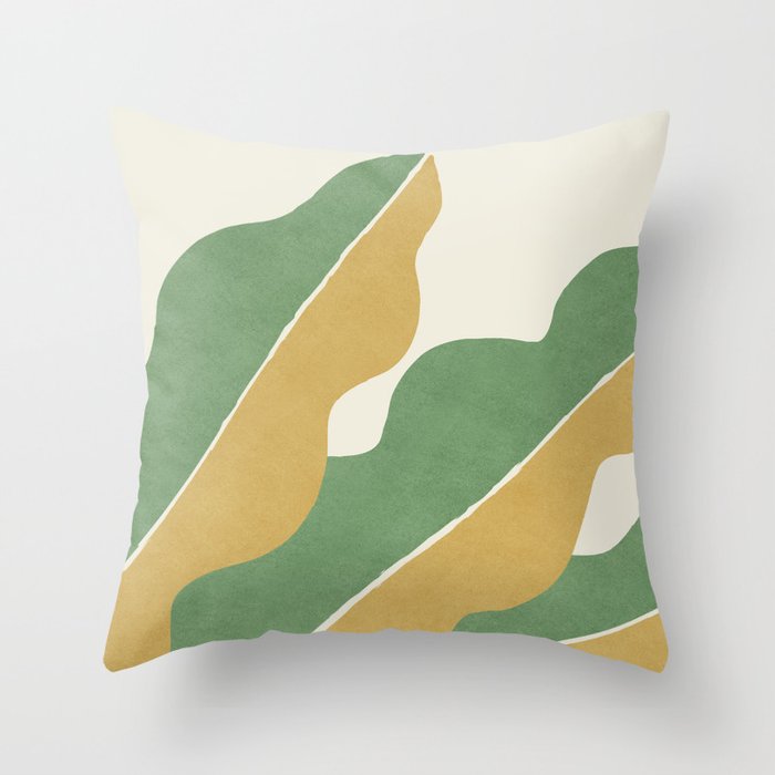 Color Block Abstract Leaf - Gold Green Throw Pillow Gallery Image 6