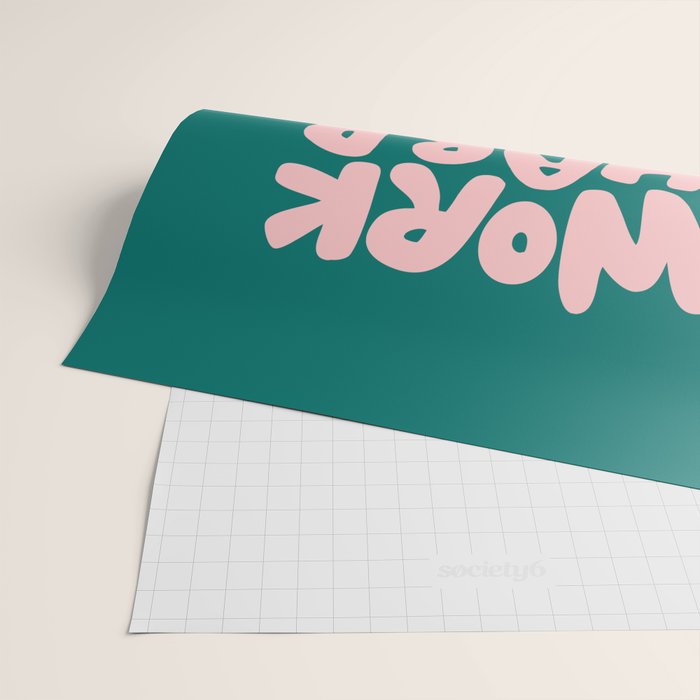 Work Hard and Be Nice to People in Green and Peach Pink Wrapping Paper Gallery Image 2