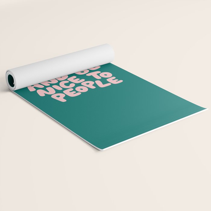 Work Hard and Be Nice to People in Green and Peach Pink Yoga Mat Gallery Image 2