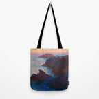 Claude Monet Impressionist Landscape Oil Painting Sunset At Sea Cliffs Ocean Cliff Landscape Tote Bag Gallery Image 2