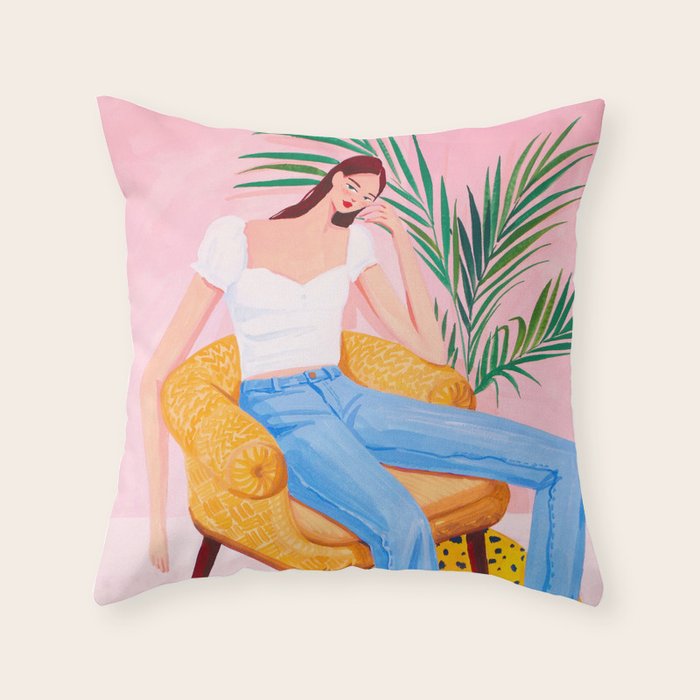 Bohemian Pink Room Throw Pillow Gallery Image 1