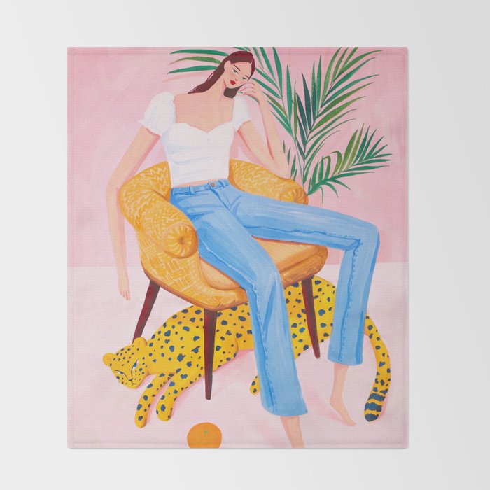 Bohemian Pink Room Throw Blanket Gallery Image 2