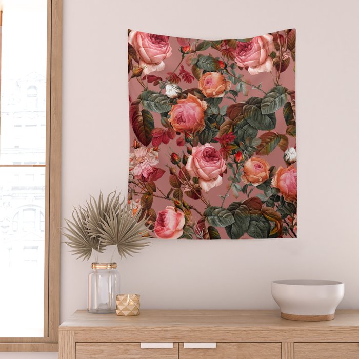 Pastel Floral Pattern Wall Tapestry Gallery Image 2