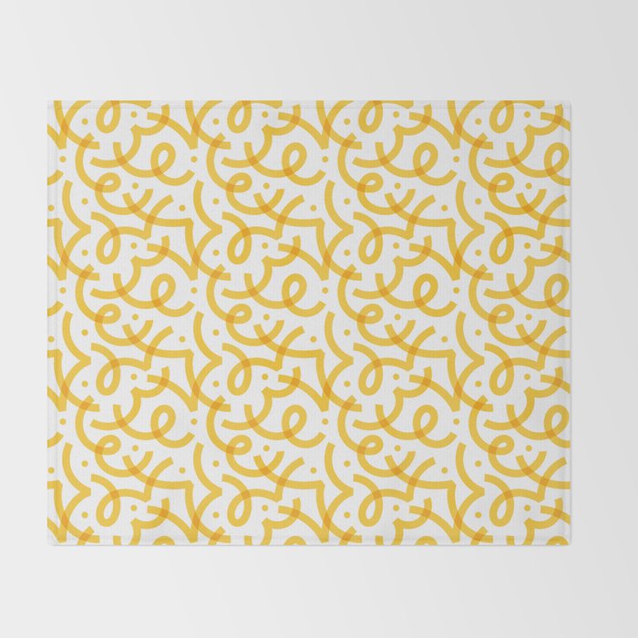Fun yellow line doodle pattern Throw Blanket Gallery Image 2