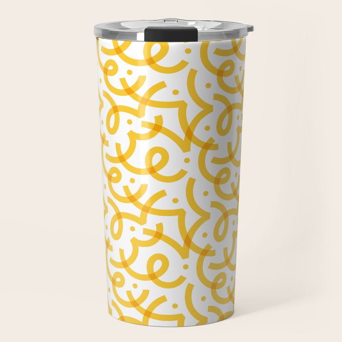 Fun yellow line doodle pattern Travel Mug Gallery Image 1