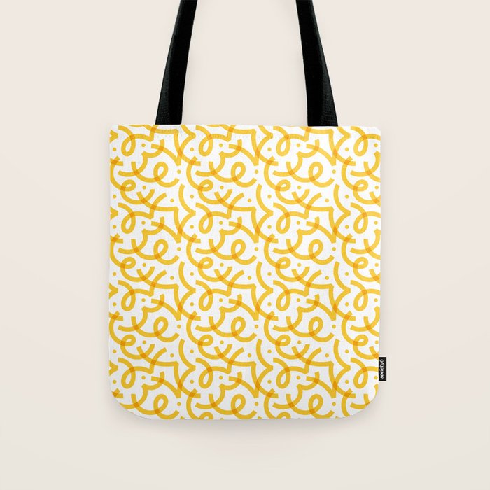 Fun yellow line doodle pattern Tote Bag Gallery Image 1