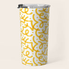 Fun yellow line doodle pattern Travel Mug Gallery Image 3